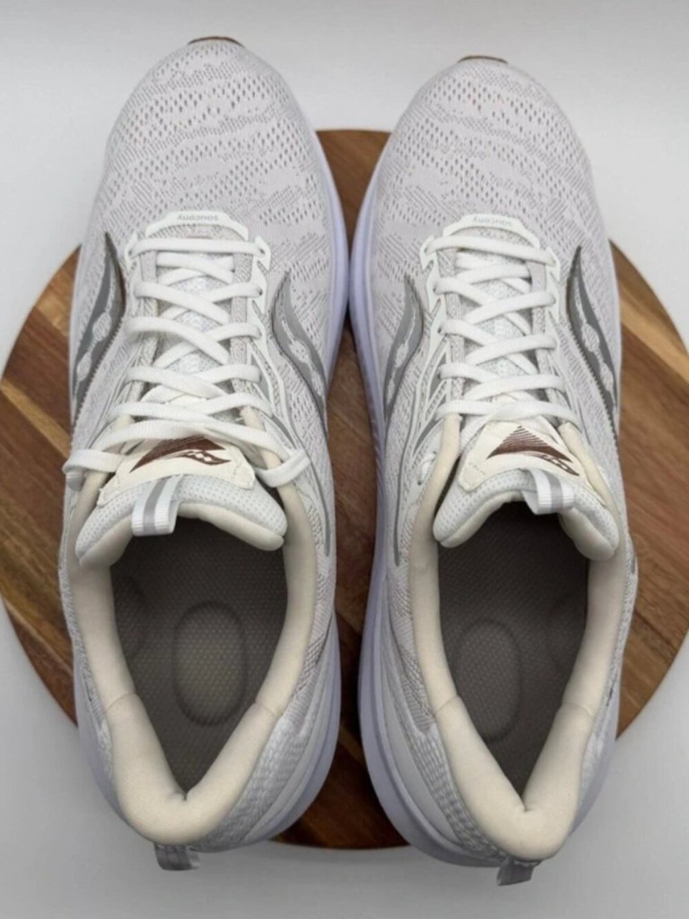 Saucony White Silver Knit Running Sneakers